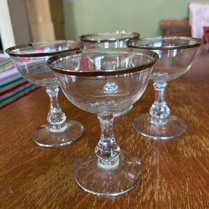 Glastonbury Lotus platinum rim champagne tall sherbet set of 4